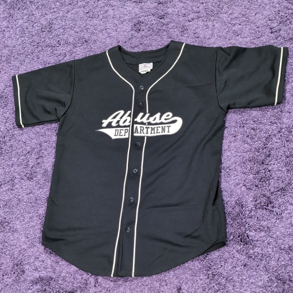 Vintage Teamwork Baseball Jersey Abuse Department Suspended 46 Size XL